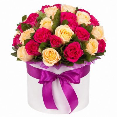 Цветы в коробке «Золотые сны»